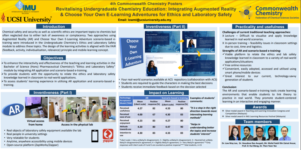 Poster - Revitalising undergraduate chemistry education: integrating augmented reality and choose your own e-learning adventures for ethics and laboratory safety