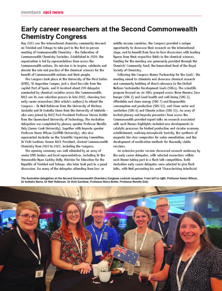 Early career researchers at the Second Commonwealth Chemistry Congress - article from chemaust.raci.org.au